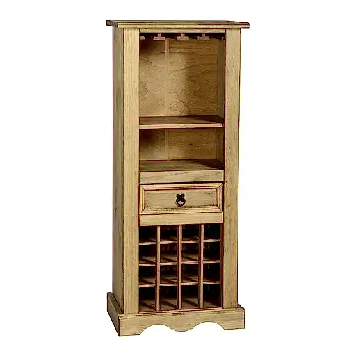 Corona Wine Display Cabinet - Distressed Waxed Pine - The Furniture Mega Store 