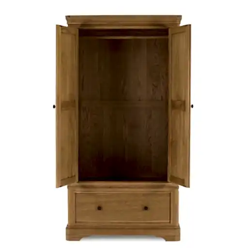 Chambery Natural Oak 2 Door 1 Drawer Wardrobe - The Furniture Mega Store