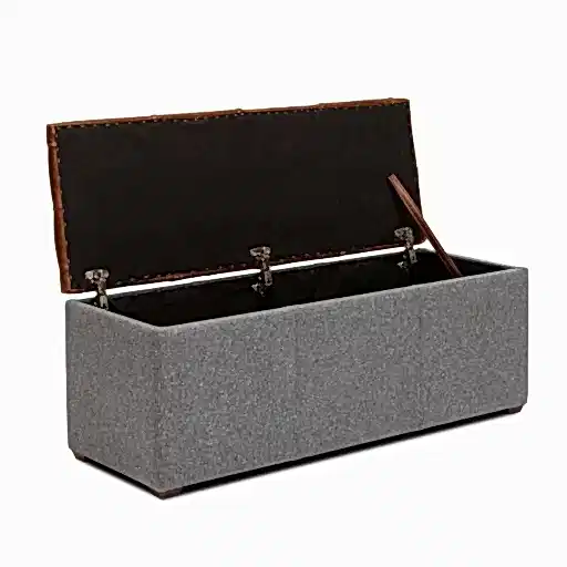 Vintage Leather & Harris Tweed Buttoned Top Storage Bench 120cm - The Furniture Mega Store 