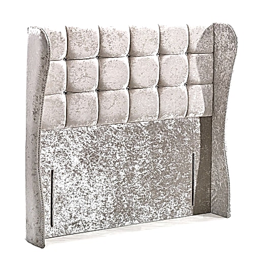 Winged Buttoned Floor Standing Full Headboard - Choice Of Fabrics & Sizes - The Furniture Mega Store