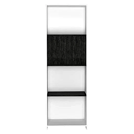 Detroit White & Carbon Grey Oak Woodgrain Bookcase With Doors - The Furniture Mega Store 