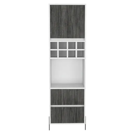 Detroit White & Carbon Grey Oak Woodgrain Tall Bar Cabinet - The Furniture Mega Store 