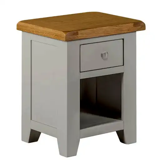 Chester Dove Grey & Solid Oak 1 Drawer Bedside - The Furniture Mega Store 