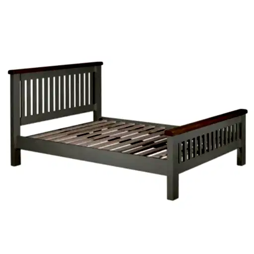 Chester Dove Grey & Solid Oak Bed - Choice Of Sizes - The Furniture Mega Store