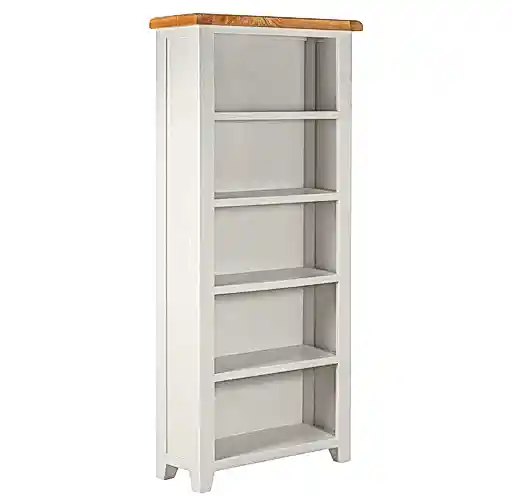 Chester Dove Grey & Solid Oak Large Bookcase - The Furniture Mega Store 