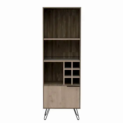 New York Smoked Oak-Bleached Grey Collection Tall Bar Cabinet - The Furniture Mega Store 