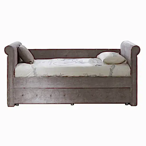 Mink Velvet Day Bed With Trundle - The Furniture Mega Store