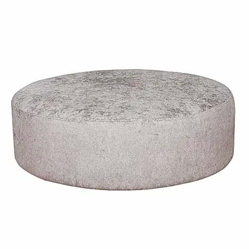 Flair Round Accent Footstool - Coco Truffle Fabric - The Furniture Mega Store