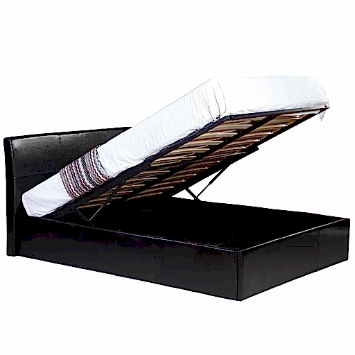 Fusion Small Double 4ft Storage Bed - Black Faux Leather - The Furniture Mega Store