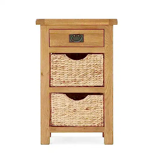Sailsbury Solid Oak Telephone Table With 2 Basket Drawers - The Furniture Mega Store 