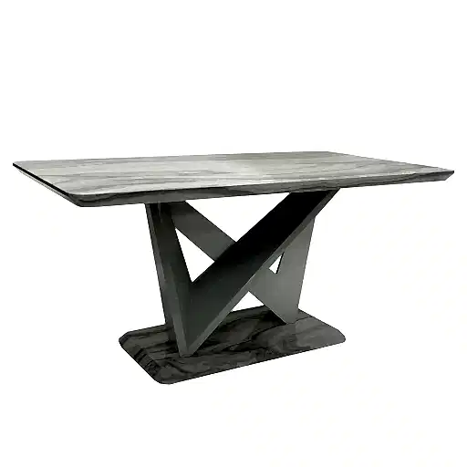 Janella Dining Table & 6 Janella Grey Dining Chairs Set - The Furniture Mega Store