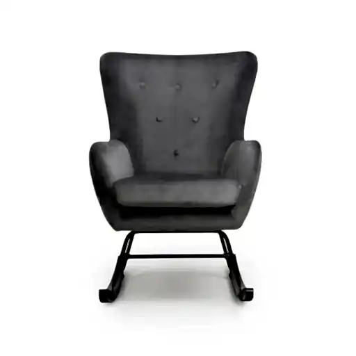 ERICA BRUSHED VELVET GREY ROCKING CHAIR - The Furniture Mega Store 