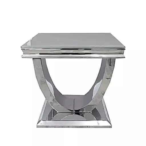 Ariel Glass & Polished Steel End Table - The Furniture Mega Store