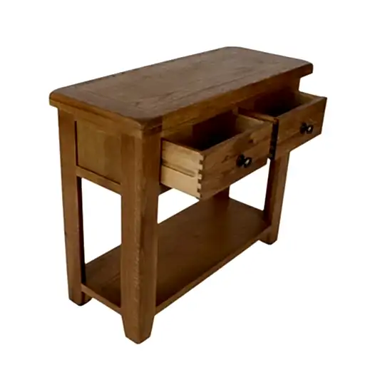 Torino Country Solid Oak 2 Drawer Console Table - The Furniture Mega Store 