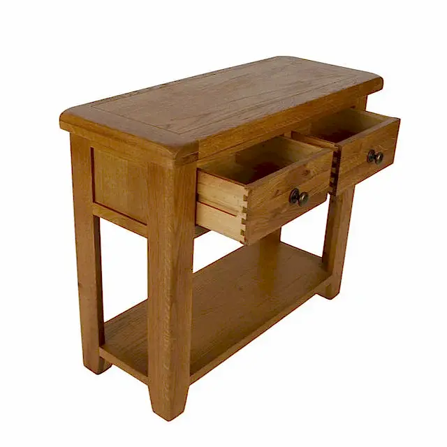 Torino Country Solid Oak 2 Drawer Console Table - The Furniture Mega Store 