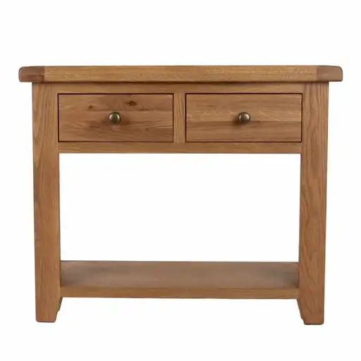 Torino Country Solid Oak 2 Drawer Console Table - The Furniture Mega Store 
