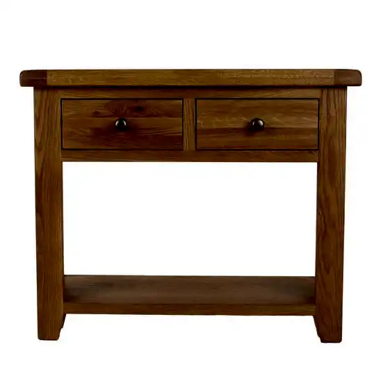 Torino Country Solid Oak 2 Drawer Console Table - The Furniture Mega Store 