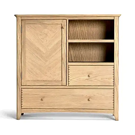 Grand Parquet Oak Large Drinks Cabinet / Sideboard - The Furniture Mega Store 