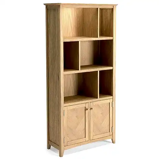 Grand Parquet Oak Large Multi Display Bookcase - The Furniture Mega Store 