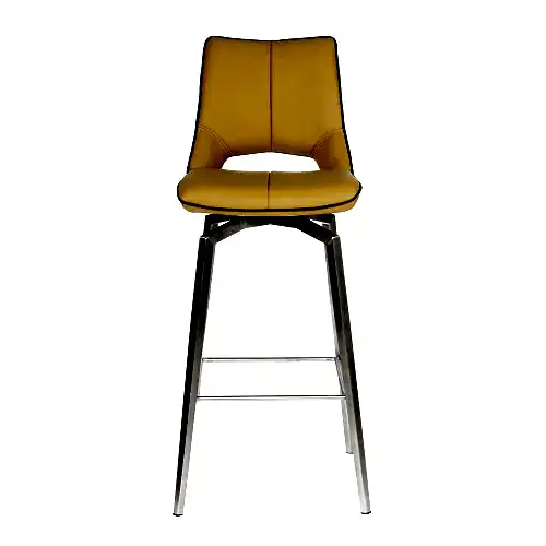 Mako Yellow & Grey Stitch Leather Swivel Bar Stool - The Furniture Mega Store