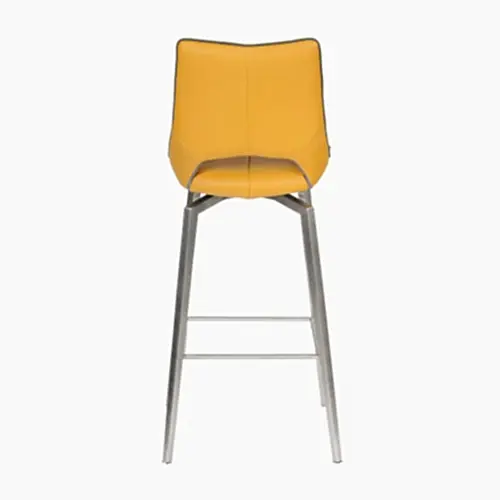 Mako Yellow & Grey Stitch Leather Swivel Bar Stool - The Furniture Mega Store