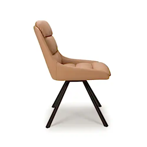 Swivel Tan Leather Effect Dining Chairs - Set Of 2 - The Furniture Mega Store