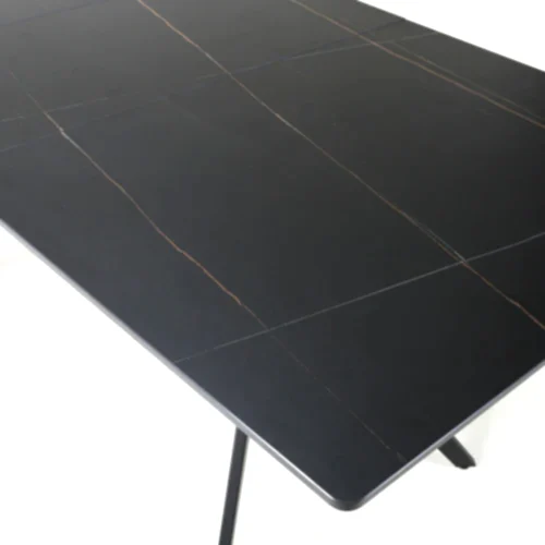 Amour Black Sintered Stone Cross Base Extending Dining Table - 140cm To 180cm - The Furniture Mega Store