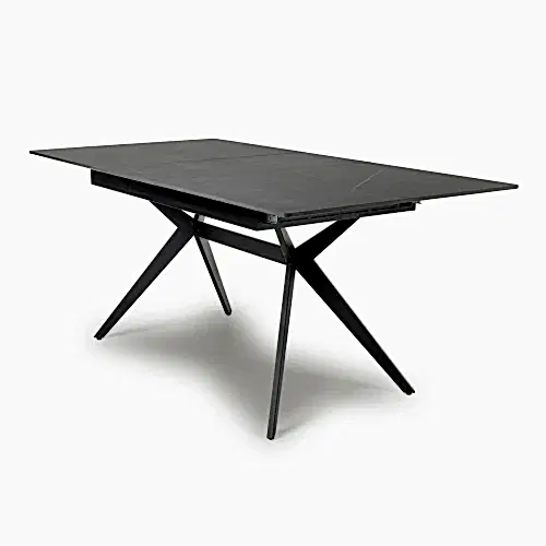 Amour Grey Sintered Stone Cross Base Extending Dining Table - 140cm To 180cm - The Furniture Mega Store