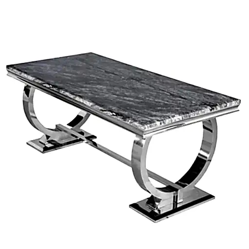 Chelsea Marble & Polished Steel Dining Table - Choice Of Sizes & Colours - The Furniture Mega Store