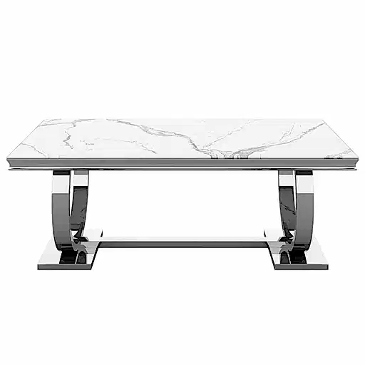 Chelsea Marble & Polished Steel Dining Table - Choice Of Sizes & Colours - The Furniture Mega Store