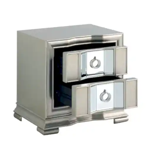 Lucca Grey Mirrored 2 Drawer Bedside Cabinet - The Furniture Mega Store 