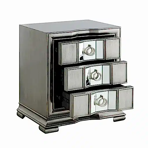 Lucca Grey Mirrored 3 Drawer Bedside Cabinet - The Furniture Mega Store 