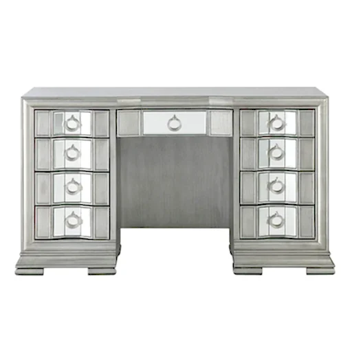 Lucca Grey Mirrored 9 Drawer Dressing Table - The Furniture Mega Store 