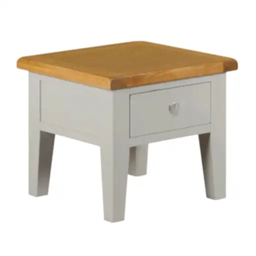 Chester Dove Grey & Solid Oak 1 Drawer Side Table - The Furniture Mega Store 