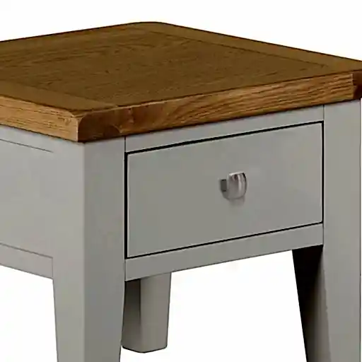 Chester Dove Grey & Solid Oak 1 Drawer Side Table - The Furniture Mega Store 