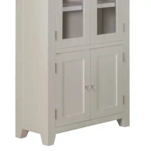 Chester Dove Grey & Solid Oak Large Glazed Display Cabinet - The Furniture Mega Store