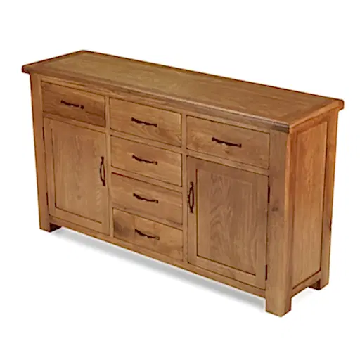 Earlswood Oak 6 Drawer 2 Door Large Sideboard - The Furniture Mega Store 