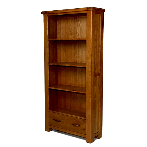 Earlswood Solid Oak 1 Drawer Large Bookcase - The Furniture Mega Store 