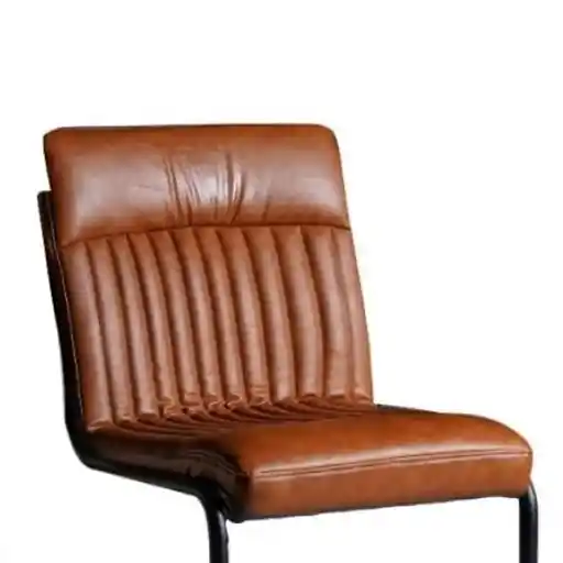 Prague Live Edge Collection Brown Leather Dining Chairs - Set Of 2 - The Furniture Mega Store