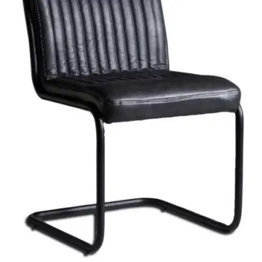 Prague Live Edge Collection Dark Grey Leather Dining Chairs - Set Of 2 - The Furniture Mega Store