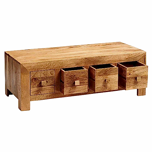 Maya Light Mango Wood 8 Drawer Coffee Table - The Furniture Mega Store 