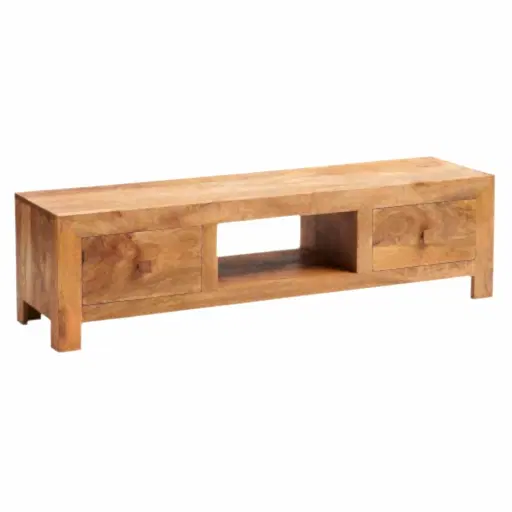 Maya Light Mango Wood Wide Screen TV Unit - The Furniture Mega Store 
