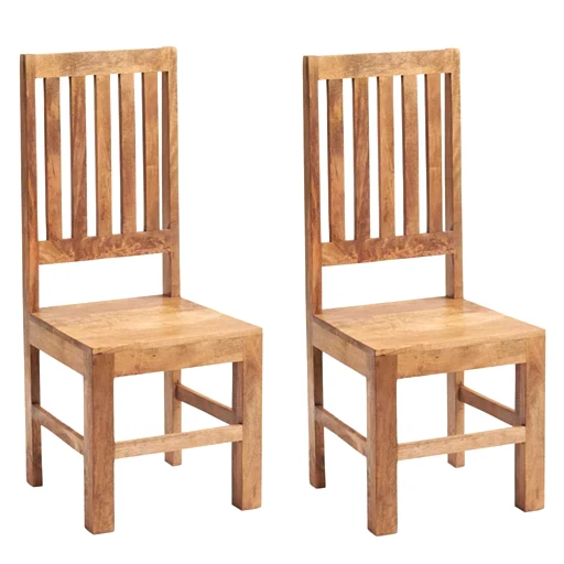 Maya Light Mango Wood Slat Back Dining Chairs - Set Of 2 - The Furniture Mega Store