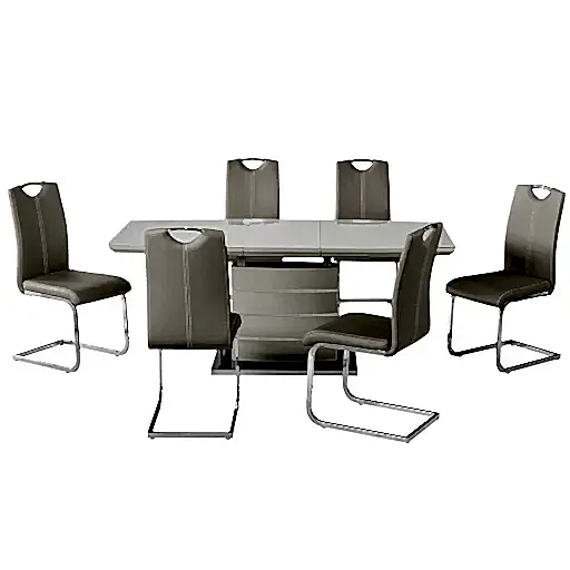 Mabel Cappuccino Extendable Dining Table & 6 Mabel Cappuccino Dining Chairs Set - The Furniture Mega Store