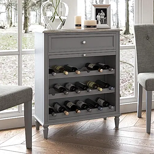 Marseille Grey Painted Wine Cabinet - The Furniture Mega Store 