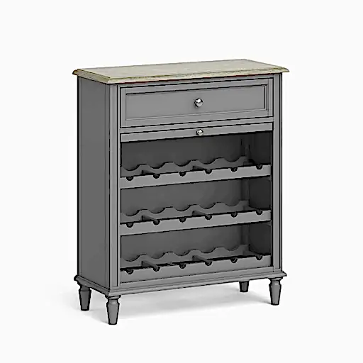 Marseille Grey Painted Wine Cabinet - The Furniture Mega Store 