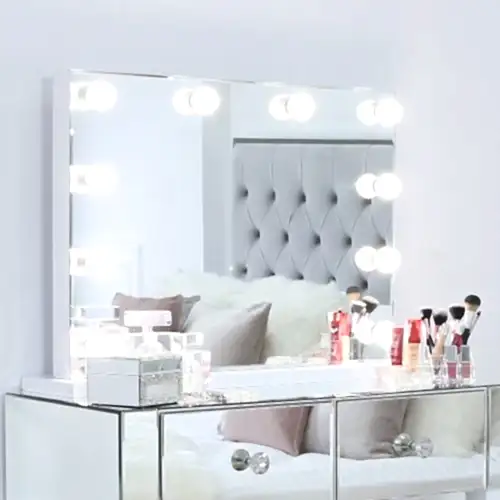 Large Broadway 10 Light Dimmable Vanity Mirror - The Furniture Mega Store 