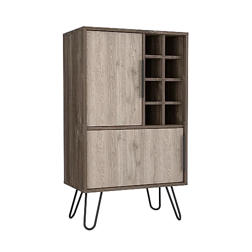 New York Smoked Oak-Bleached Grey Collection Drinks Bar - The Furniture Mega Store 