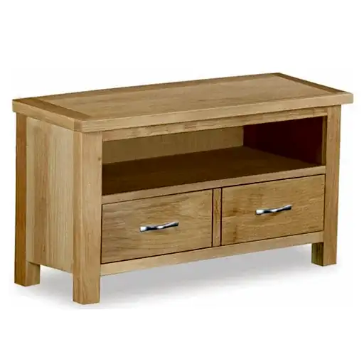 Bevel Natural Solid Oak Small TV Cabinet - The Furniture Mega Store 