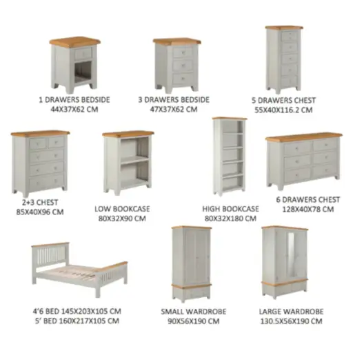 Chester Dove Grey & Solid Oak 5 Drawer Tall Boy - The Furniture Mega Store